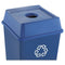 Untouchable Bottle And Can Recycling Top, Round Opening,  20.13w X 20.13d X 6.25h, Blue