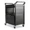 Utility Cart With Locking Doors, Plastic, 3 Shelves, 200 Lb Capacity, 33.63" X 18.63" X 37.75", Black