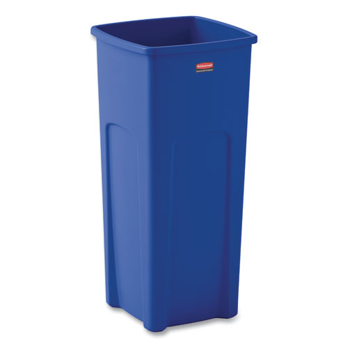 Untouchable Square Waste Receptacle, 23 Gal, Plastic, Blue