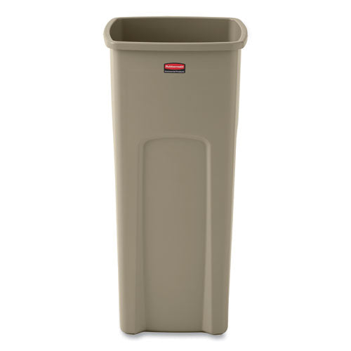 Untouchable Square Waste Receptacle, 23 Gal, Plastic, Beige