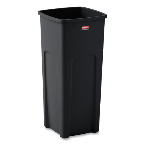 Untouchable Square Waste Receptacle, 23 Gal, Plastic, Black