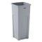 Untouchable Square Waste Receptacle, 23 Gal, Plastic, Gray