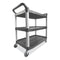 Xtra Utility Cart With Open Sides, Plastic, 3 Shelves, 300 Lb Capacity, 20" X 40.63" X 37.8", Gray