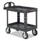 Heavy-duty Utility Cart With Lipped Shelves, Plastic, 2 Shelves, 500 Lb Capacity, 17.13" X 38.5" X 38.88", Black