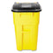 Square Brute Rollout Container, 50 Gal, Molded Plastic, Yellow