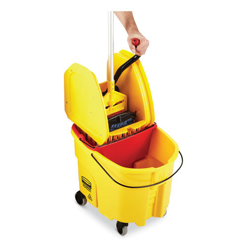 Wavebrake 2.0 Bucket/wringer Combos, Down-press, 35 Qt, Plastic, Yellow