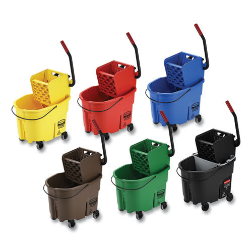 Wavebrake 2.0 Bucket/wringer Combos, Side-press, 35 Qt, Plastic, Yellow