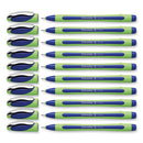 Xpress Fineliner Porous Point Pen, Stick, Medium 0.8 Mm, Blue Ink, Blue/green Barrel, 10/box