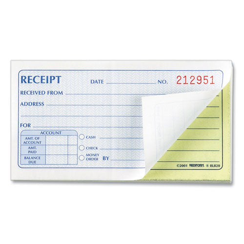 Small Money Receipt Book, Two-part Carbonless, 2.75 X 5, 50 Forms Total