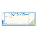 Gift Certificates With Envelopes, 8.5 X 3.67, Blue/gold With Blue Border, 25/pack