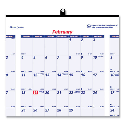 Yearly Wall Calendar, 24 X 36, White/blue Sheets, 12-month (jan To Dec): 2024