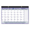 Monthly Desk Pad Calendar, 17.75 X 10.88, White/blue/green Sheets, Black Binding, Clear Corners, 12-month (jan To Dec): 2024