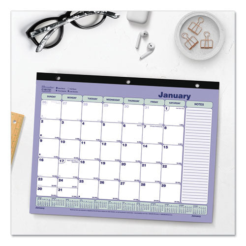 Monthly Desk Pad Calendar, 11 X 8.5, White/blue/green Sheets, Black Binding, 12-month (jan To Dec): 2024