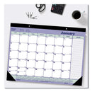 Monthly Desk Pad Calendar, 21.25 X 16, White/blue/green Sheets, Black Binding, Black Corners, 12-month (jan To Dec): 2024