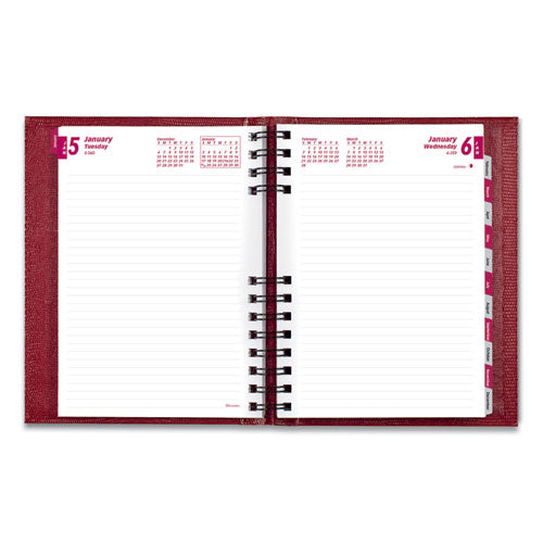 Coilpro Ruled Daily Planner, 8.25 X 5.75, Red Cover, 12-month (jan To Dec): 2024