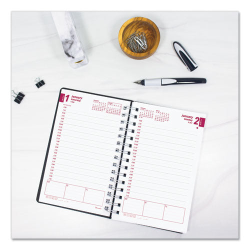 Duraflex Daily Planner, 8 X 5, Black Cover, 12-month (jan To Dec): 2024