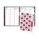 Coilpro Weekly Appointment Book In Columnar Format, 11 X 8.5, Black Lizard-look Cover, 12-month (jan To Dec): 2024