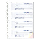 Spiralbound Unnumbered Money Receipt Book, Three-part Carbonless, 7 X 2.75, 4 Forms/sheet, 120 Forms Total