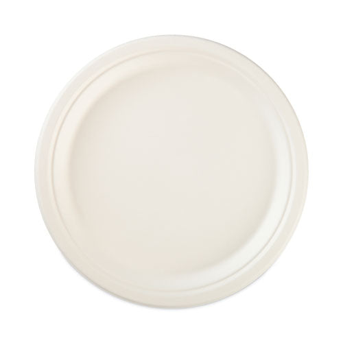 Ecosave Tableware, Plate, Bagasse,  6.75" Dia, White, 30/pack