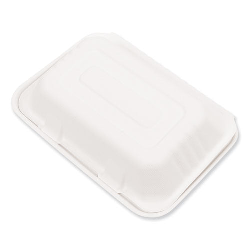 Bagasse Pfas-free Food Containers, 1-compartment, 6 X 9 X 3.03, White, Bamboo/sugarcane, 250/carton