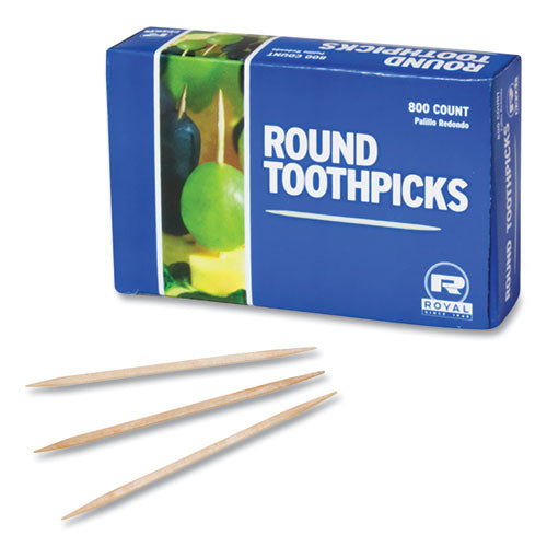 Round Wood Toothpicks, 2.5", Natural, 800/box, 24 Boxes/case, 5 Cases/carton, 96,000 Toothpicks/carton