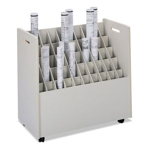 Laminate Mobile Roll Files, 50 Compartments, 30.25w X 15.75d X 29.25h, Putty