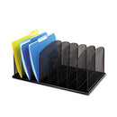 Onyx Mesh Desk Organizer With Upright Sections, 8 Sections, Letter To Legal Size Files, 19.5" X 11.5" X 8.25", Black