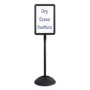 Writeway Double-sided Magnetic Dry Erase Standing Message Sign, Rectangle, 65" Tall Black Stand, 14.25 X 22.25 White Face