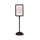 Writeway Double-sided Magnetic Dry Erase Standing Message Sign, Rectangle, 65" Tall Black Stand, 14.25 X 22.25 White Face