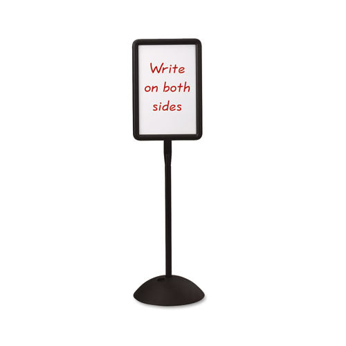 Writeway Double-sided Magnetic Dry Erase Standing Message Sign, Rectangle, 65" Tall Black Stand, 14.25 X 22.25 White Face