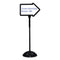 Writeway Double-sided Magnetic Dry Erase Standing Message Sign, Arrow, 64.25" Tall Black Stand, 25.5 X 17.75 White Face