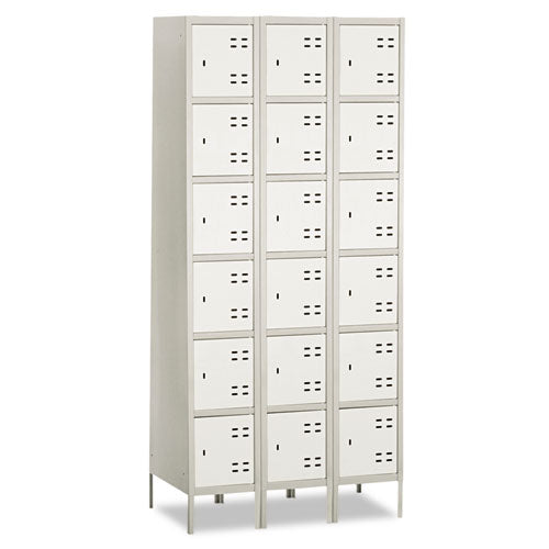 Three-column Box Locker, 36w X 18d X 78h, Two-tone Gray