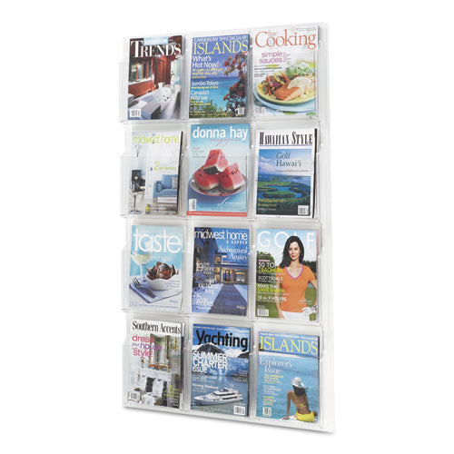 Reveal Clear Literature Displays, 12 Compartments, 30w X 2d X 49h, Clear