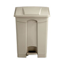 Large Capacity Plastic Step-on Receptacle, 17 Gal, Plastic, Tan