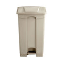 Large Capacity Plastic Step-on Receptacle, 23 Gal, Plastic, Tan