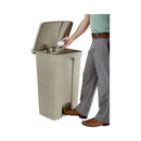 Large Capacity Plastic Step-on Receptacle, 23 Gal, Plastic, Tan