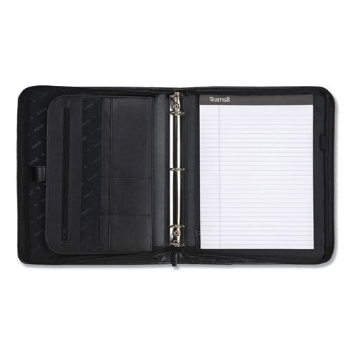 Professional Zippered Pad Holder/ring Binder, Pockets, Writing Pad, Vinyl Black