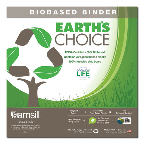 Earth's Choice Plant-based D-ring View Binder, 3 Rings, 1" Capacity, 11 X 8.5, White