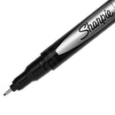 Water-resistant Ink Porous Point Pen, Stick, Fine 0.4 Mm, Black Ink, Black/gray Barrel, Dozen