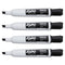 Magnetic Dry Erase Marker, Broad Chisel Tip, Black, 4/pack