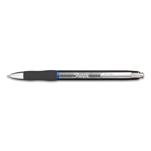 S-gel Premium Metal Barrel Gel Pen, Retractable, Medium 0.7 Mm, Blue Ink, Gun Metal Gray Barrel, Dozen