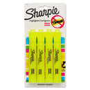 Tank Style Highlighters, Fluorescent Yellow Ink, Chisel Tip, Yellow Barrel, 4/set