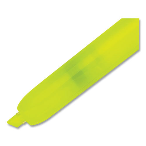 Retractable Highlighters, Fluorescent Yellow Ink, Chisel Tip, Yellow/black Barrel, Dozen