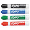 Low-odor Dry-erase Marker, Broad Chisel Tip, Assorted Colors, 4/set