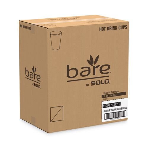 Bare Eco-forward Pla Paper Hot Cups, 12 Oz, Leaf Design, White/green/orange, 50/bag, 20 Bags/carton