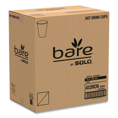 Bare Eco-forward Recycled Content Pcf Paper Hot Cups, 12 Oz, Green/white/beige, 1,000/carton