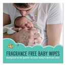 Free And Clear Baby Wipes, 7 X 7, Unscented, White, 64/flip Top Pack, 12 Packs/carton