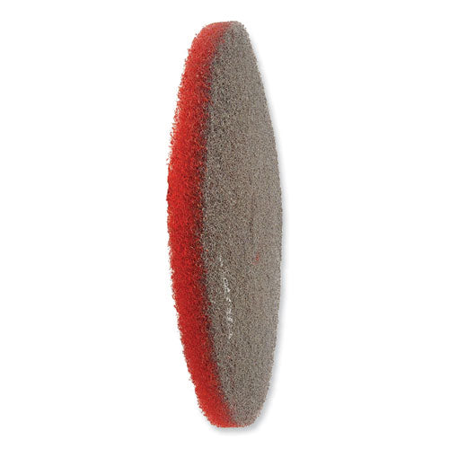 Ez Care Heavy Duty Scrub Pad, 16" Diameter, Red/gray, 5/carton