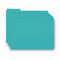 Interior File Folders, 1/3-cut Tabs: Assorted, Letter Size, 0.75" Expansion, Aqua, 100/box