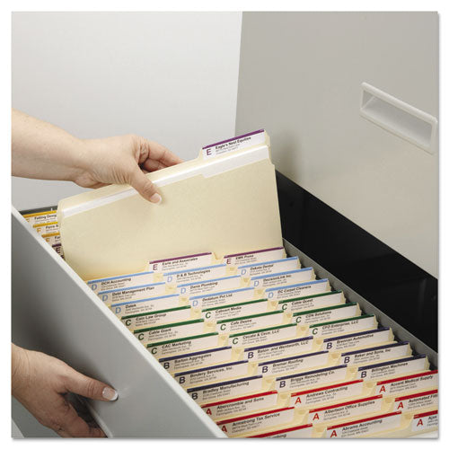 Top Tab File Folders With Antimicrobial Product Protection, 1/3-cut Tabs: Assorted, Letter, 0.75" Expansion, Manila, 100/box